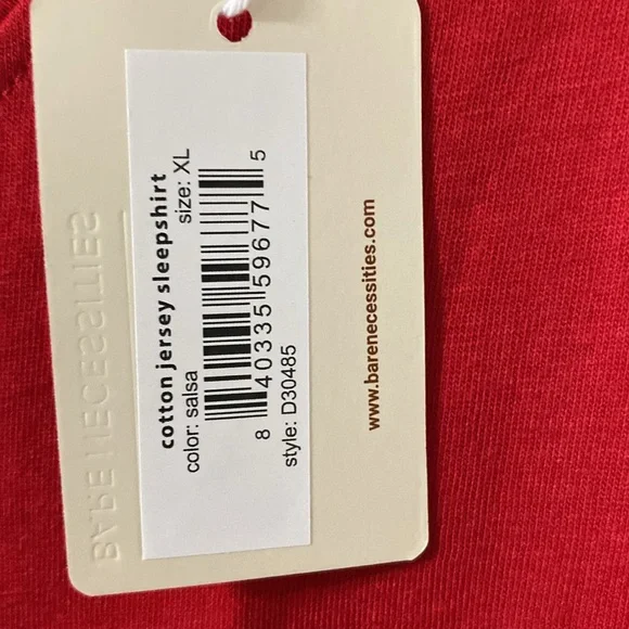 Red short sleeve nightgown with Bare Necessities gold logo on chest and sleeve - Picture 9 of 10